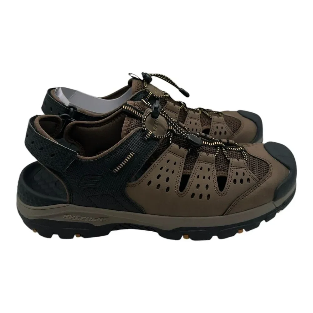 Skechers Tresmen Menard‎ Sandals Men's Size 10 Brown Vegan Relaxed Fit Luxe Foam
